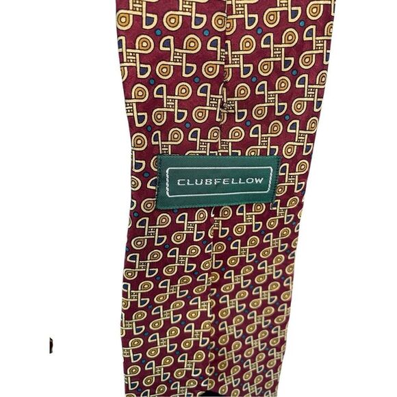 Clubfellow Imported Silk Tie Geometric Professional Career Workwear Business - Picture 3 of 7